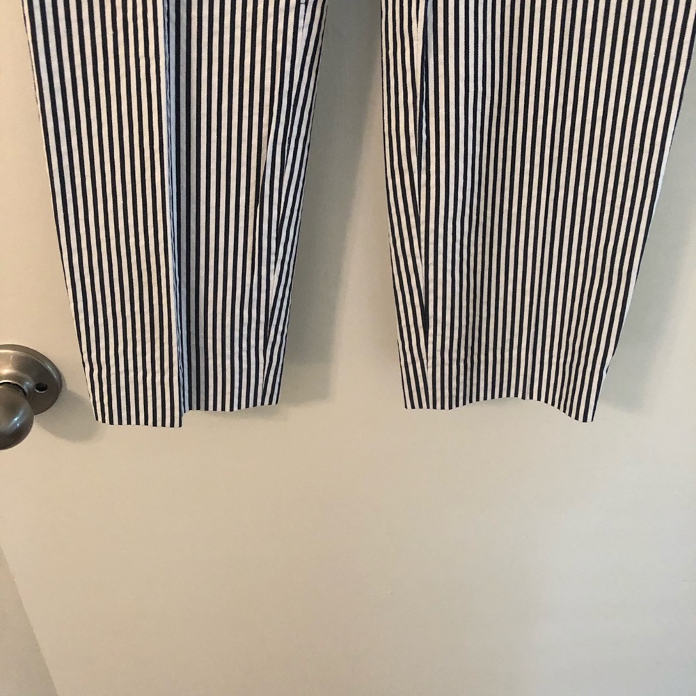 Blue and white seersucker pants